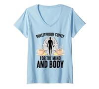 Womens Bulletproof Coffee Fuel The Mind and Body Motivation V-Neck T-Shirt