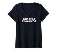 Womens Bullies Are Cowards Anti Bullying Awareness Graphic V-Neck T-Shirt
