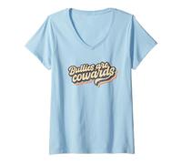 Womens Bullies Are Cowards Anti Bullying Retro Vintage V-Neck T-Shirt