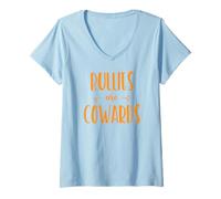 Womens Bullies Are Cowards Anti Bullying V-Neck T-Shirt