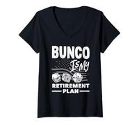 Womens Bunco Is My Retirement Plan USA American Flag Patriotic V-Neck T-Shirt