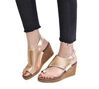 Women's Bunion Corrector Sandals Summer Casual Beach Sandals Flat Heel Flip Flops Comfy Summer Slippers Big Toe Bone Correction Flat Sandals,Gold,US11/EU43