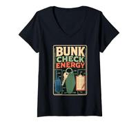 Women's Bunk Check Energy Retro Camp V-Neck T-Shirt