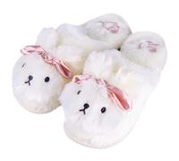Women's Bunny Animal Slippers - Cozy Fuzzy Winter Rabbit with Bow House Shoes, Plush Warm Bedroom Slippers, Cute Gift for Valentine's Day & Birthday, White, 8-10