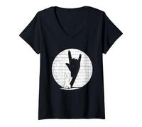 Women's Bunny Funny Puppet Shadow Rabbit Rock Hand Inverse Shadow V-Neck T-Shirt