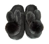 Women's Bunny Fuzzy Slippers Cute Thick, Anti-slip, Three-dimensional Plush Warm Household Use Shoes(Black,4-4.5)