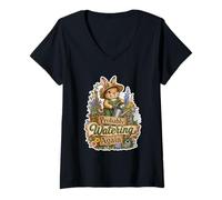 Women's Bunny Gardener Watering Again V-Neck T-Shirt