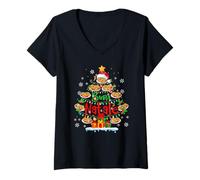 Womens BUON Natale Xmas Tree Santa Spaghetti Italian Food Lover V-Neck T-Shirt
