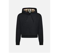 Women's Burberry 'Talley' Embroidery Logo Check Hooded Sweatshirt Black