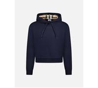 Women's Burberry 'Talley' Embroidery Logo Check Hooded Sweatshirt Navy