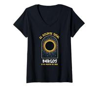 Womens Burgos Espana Spain Solar Eclipse Totality August 12, 2026 V-Neck T-Shirt