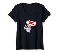 Womens Burgundy Cross Astronaut. V-Neck T-Shirt