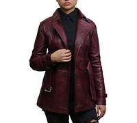 Women's Burgundy Superior Leather Biker Jacket Coat Vintage Retro Design