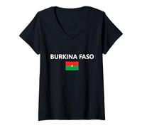 Womens Burkina Faso Flag Country Nation V-Neck T-Shirt