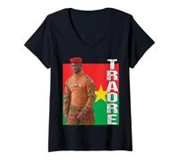 Womens Burkina Faso President Captain Ibrahim Traoré V-Neck T-Shirt