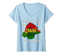 Womens Burkina Ibrahim Traoré Shirt Black Loves Ibrahima Traoré V-Neck T-Shirt