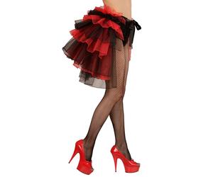Womens Burlesque Showgirl Can Can Dancer Red and Black Bustle Skirt
