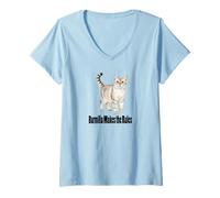 Women's Burmilla Cat Makes The Rules Funny Pet Design V-Neck T-Shirt