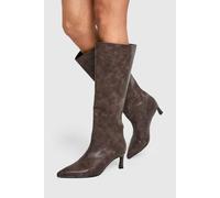 Womens Burnished Slouched Low Heel Knee High Boot - Brown - 7, Brown
