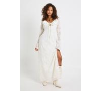 Womens Burnout Floral Flare Sleeve Maxi Dress - White - 8, White