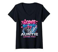 Women's burnouts or Bows Auntie Loves You Gender Reveal V-Neck T-Shirt