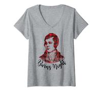 Womens Burns Night - Tartan Scottish Poet Robert Burns Supper V-Neck T-Shirt