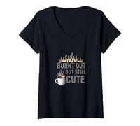 Womens Burnt Out But Still Cute V-Neck T-Shirt