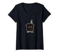 Womens Burnt Toast Smoke Crumbs Ashes Bread Burned Toasted V-Neck T-Shirt