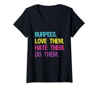 Womens Burpees Love Them Hate Them Do Them Workout V-Neck T-Shirt