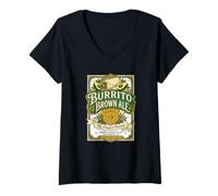 Women's Burrito Brown Ale Mexican Food Retro Funny Beer Label V-Neck T-Shirt