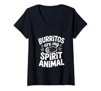 Womens Burritos are My Spirit Animal Funny Foodie Humor V-Neck T-Shirt