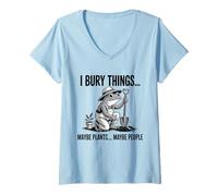 Women's Bury Things Frog Gardening Humor for Planting Lovers V-Neck T-Shirt