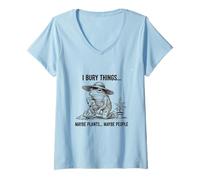 Women's Bury Things Frog Gardening Humor for Planting Lovers V-Neck T-Shirt