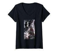 Womens Bushido Thunder Sword Samurai V-Neck T-Shirt