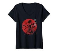 Womens Bushido Warrior Samurai -Japanese Manga Style, Anime Style V-Neck T-Shirt