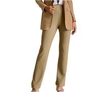 Womens Business Casual Office Work Suit Pants Formal Dress Pants Comfort Stretch Curvy Gabardine Slim Fit Straight Leg Pencil Tapered Ankle Pants Khaki