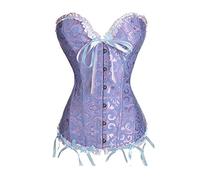 Women's Bustier Corset Top Plus Size Lace Floral Waist Cincher Shapewear Lingerie Pirate Steampunk Corset Overbust (Blue, XXXXXL)