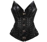 Women'S Bustier Corset Top - Women Corset Strap Overbust Waist Shapes Corset Party Dressing Floral Jacquard Corset Stripe Top Gothic Steampunk Corset Bustier, Black,M
