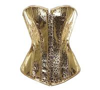 Women'S Bustiers & Corsets Plus Size Corset Top Wet Look Overbust Boned Brocade Waist Training Underbust Corsets Night Out Renaissance Bustier Halloween Costume Gold XL