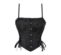 Women's Bustiers & Corsets Sexy Basquesr Strap Satin Lace up Overbust Gothic Vest Red White Black Corsets Sweetheart Plastic Bones Bustier Top Shapewear Waist Cincher Ladies Jacquard Underbust