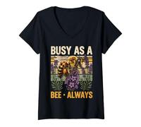 Women's Busy As A Bee Always Lavender Garden V-Neck T-Shirt