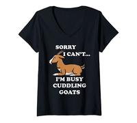 Womens Busy Cuddling My Goat Ironic Farm Animal V-Neck T-Shirt