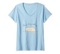 Women's Busy Doing Nothing Sleeping Cat Funny Cute V-Neck T-Shirt