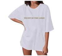 Women's But God Shirt Cross Oversized Christian T-Shirt with Jesus Loves You Print Loose Fit Summer Shirts Kura Sleeve Crew Neck Top Loose Fit T-shirts Breathable Jumper, Z1 White, M