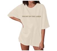 Women's But God Shirt Cross Oversized Christian T-Shirt with Jesus Loves You Print Loose Fit Summer Shirts Kura Sleeve Crew Neck Top Loose Fit T-shirts Breathable Jumper, Z1 Beige, L