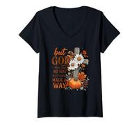 Womens But God There was No Way Fall Inspiration V-Neck T-Shirt