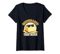 Womens BUTTER LATE THAN NEVER V-Neck T-Shirt