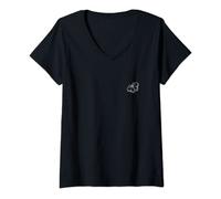 Womens Butterfly Animal Badge Patch Line Art Icon Outline Gift V-Neck T-Shirt