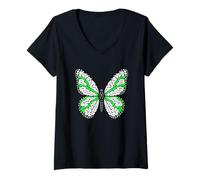 Women's Butterfly Brain Pattern Wings Science Art V-Neck T-Shirt