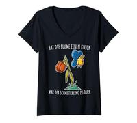 Womens Butterfly Flower Kink The Flower Has a Kink V-Neck T-Shirt